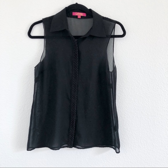 Catherine Malandrino | black sleeveless sheer top - Picture 1 of 6